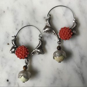 Coral silver plated Earrings